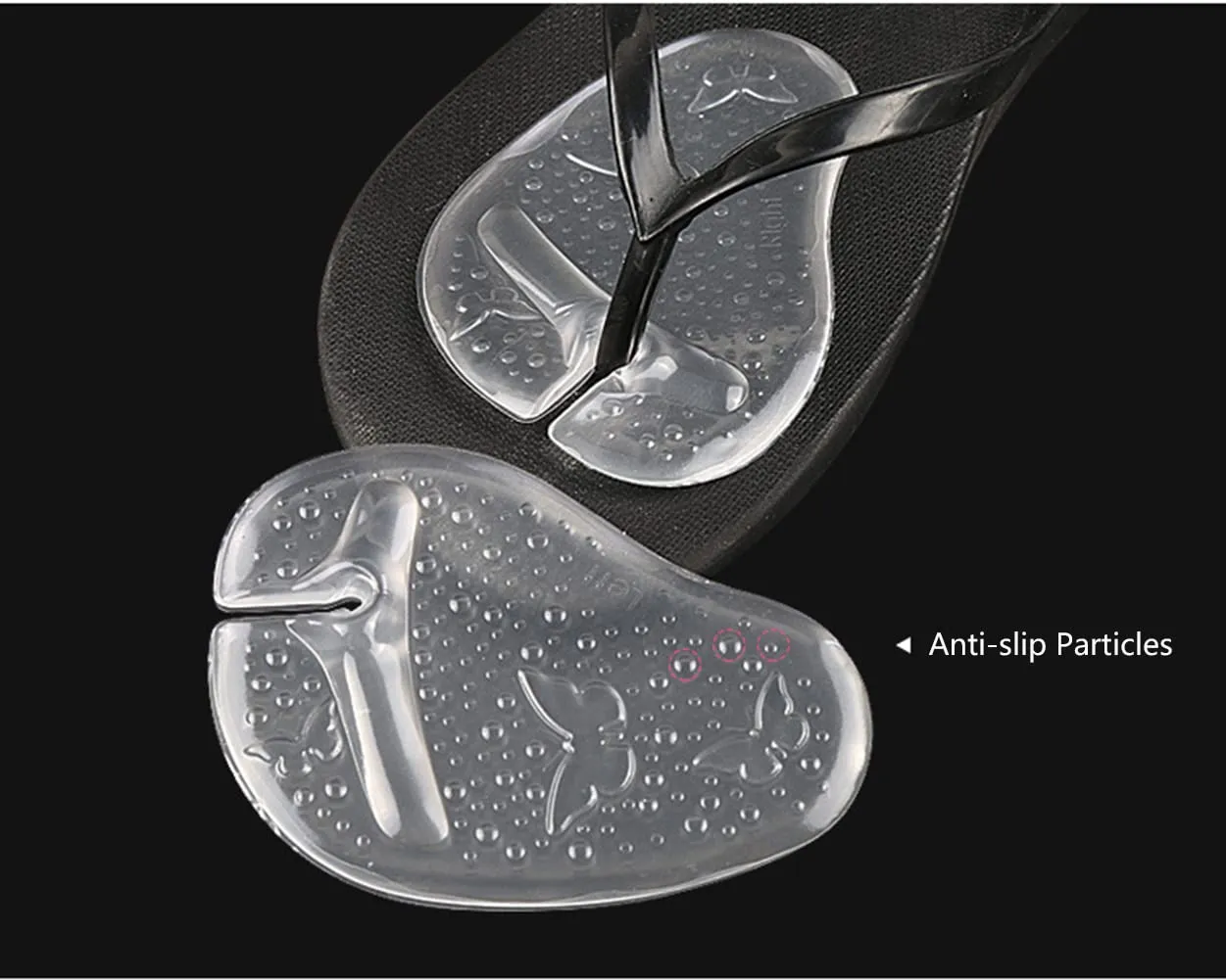 3 Pairs Forefoot Pad Toe Protectors Transparent Butterfly Pattern Forefoot Cushion Inserts Antislip Shoes Grip Pads Clip-on Inserts Forefoot Cushions Pad
