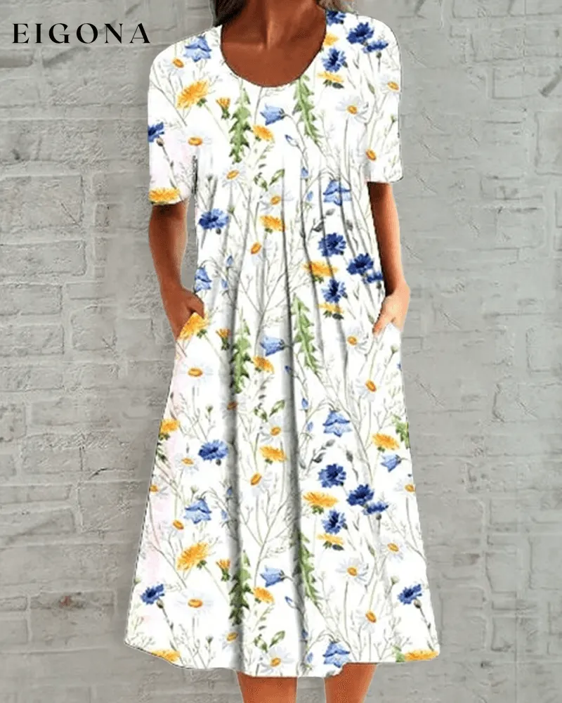 Casual dress with round neck and print