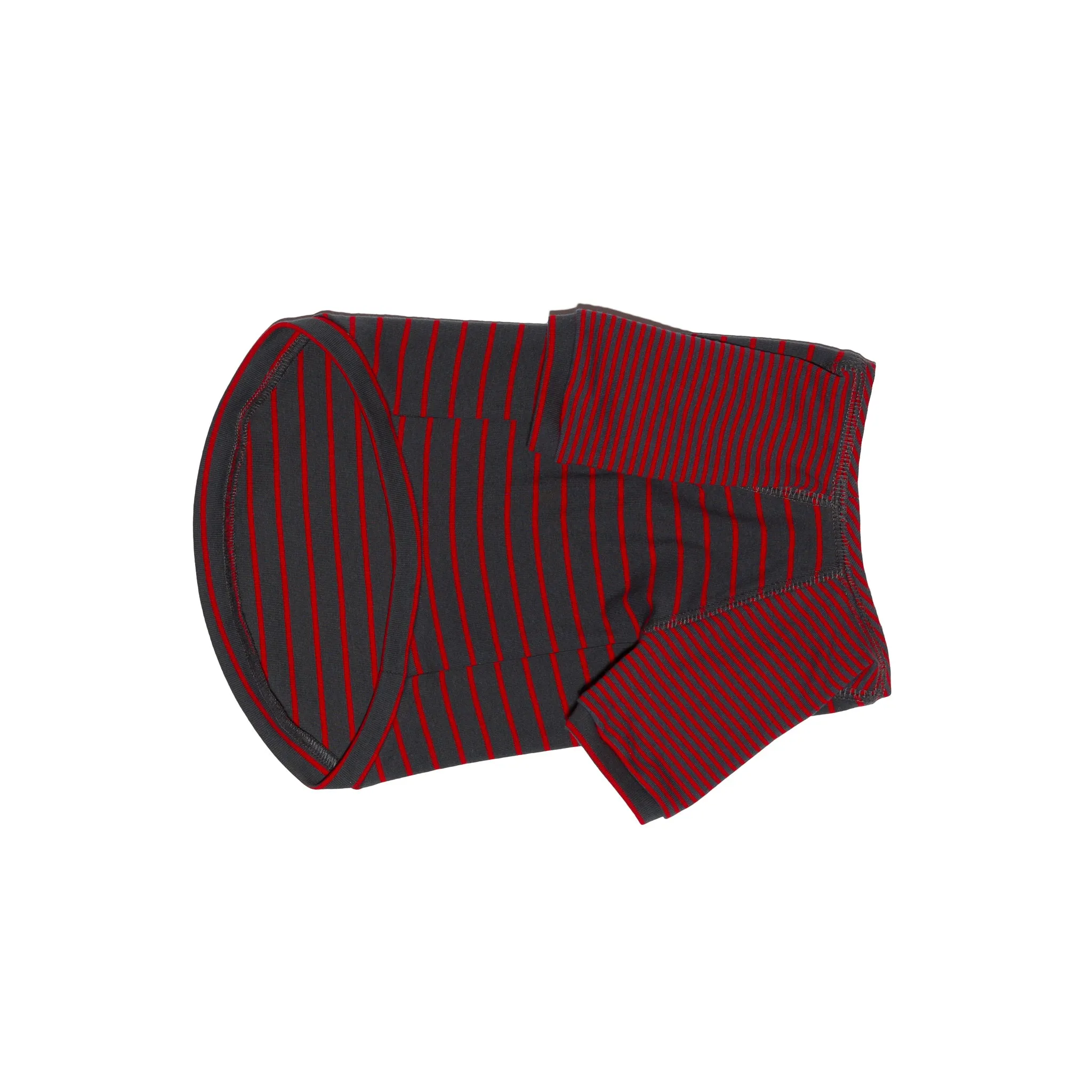 Contrast Striped Dog T-shirt: Grey Red