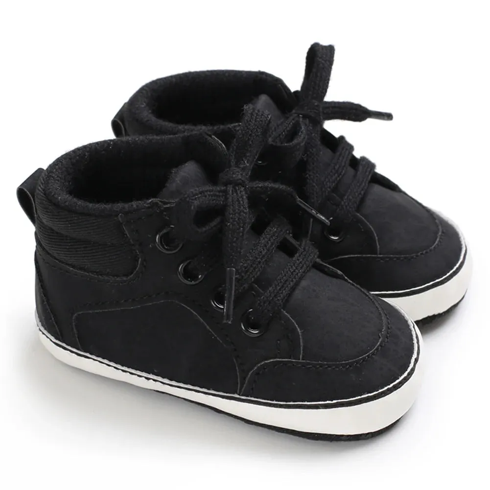 Meckior Newborn Baby Walking Shoes – Solid Color, Lace-Up, Soft Cotton Anti-Slip Soles, Unisex First Walker Shoes for All Seasons