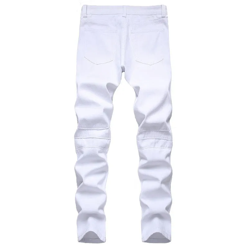 Men's Jeans Basic Zipper Denim Mid Waisted Jeans Straight Pants